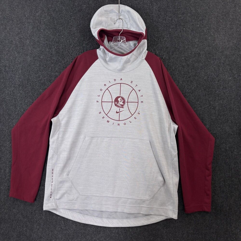 Florida State Seminoles Basketball Hoodie Men's XXL Gray Garnet Nike Dri-FIT